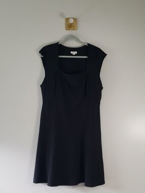 Christian Siriano for J. Jill Classic Black Cap-Sleeve A-Line Dress Large Petite